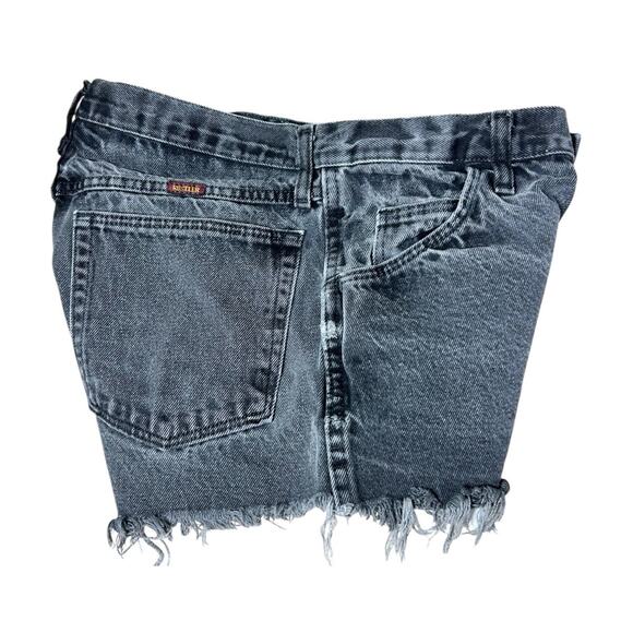 Vintage Rustler Black Distressed Cut Off Jean Shorts Sz 32 Frayed High-Rise - Picture 4 of 6